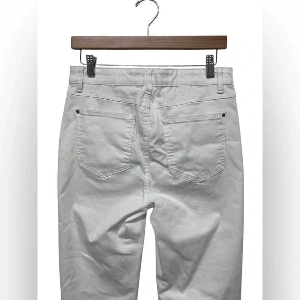NWT APNY | Southwestern Cuff Cropped Straight Pull On White Denim Jeans 10‎